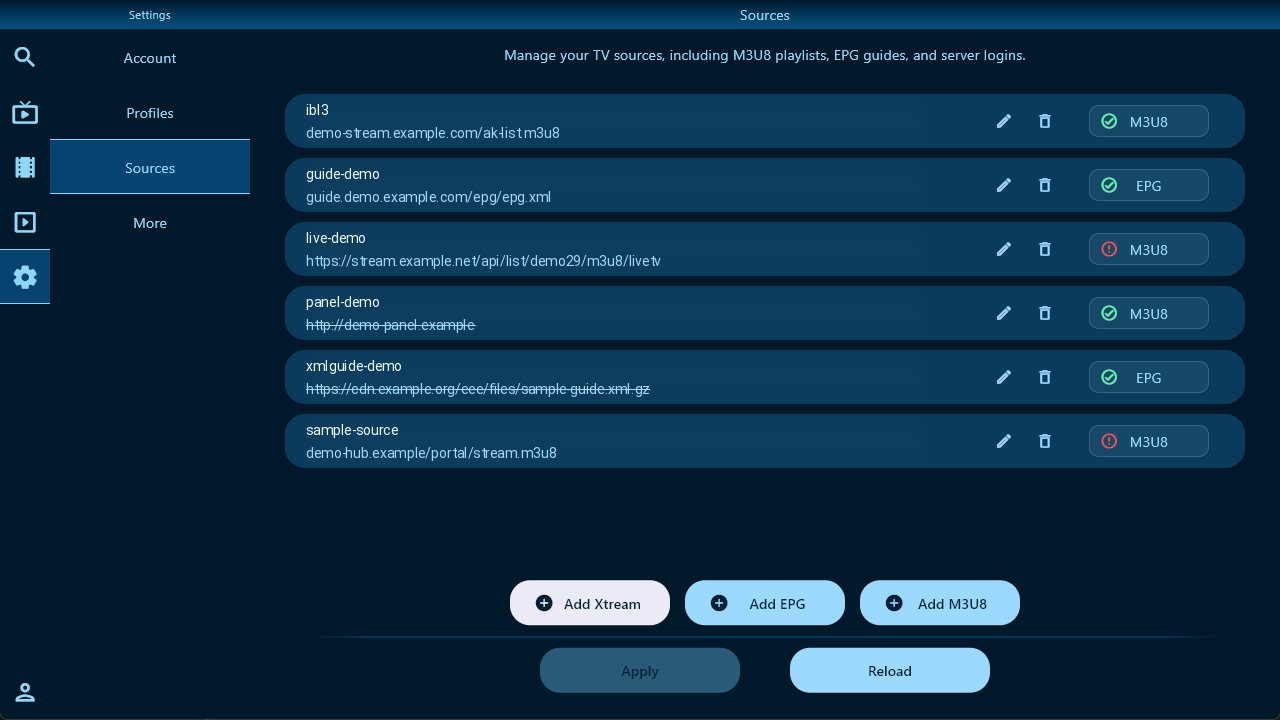TVEZ Player source management with fictional source addresses